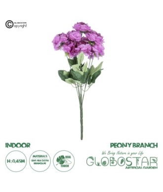 GloboStar® Artificial Garden  PURPLE PEONY FLOWER BRANCH 21080 Τεχνητό Διακοσμητικό Μπουκέτο Μώβ Παιώνιας Y45cm